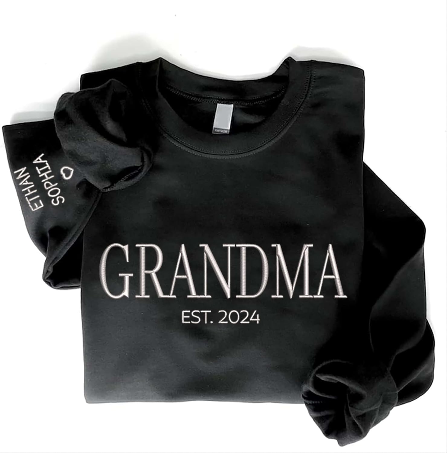 LOVELYPOD Custom Embroidered Grandma Sweatshirt with Kids Name on Sleeve, Mothers Day Shirt, Gift for New Mom on Christmas - Image 3