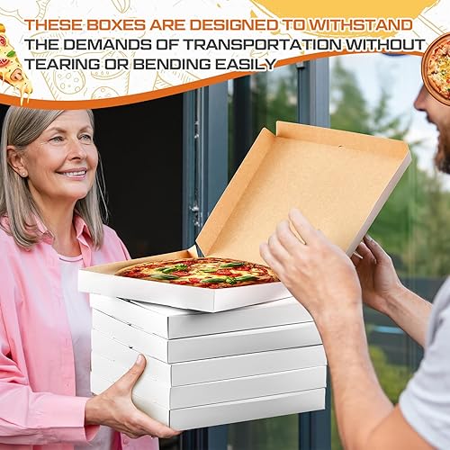 Miniatura 5 de 10 cajas de pizza blancas extrafinas de 14 x 14 x 2 pulgadas, cajas de cartón para pizza, recipientes para llevar pasteles caseros, galletas,