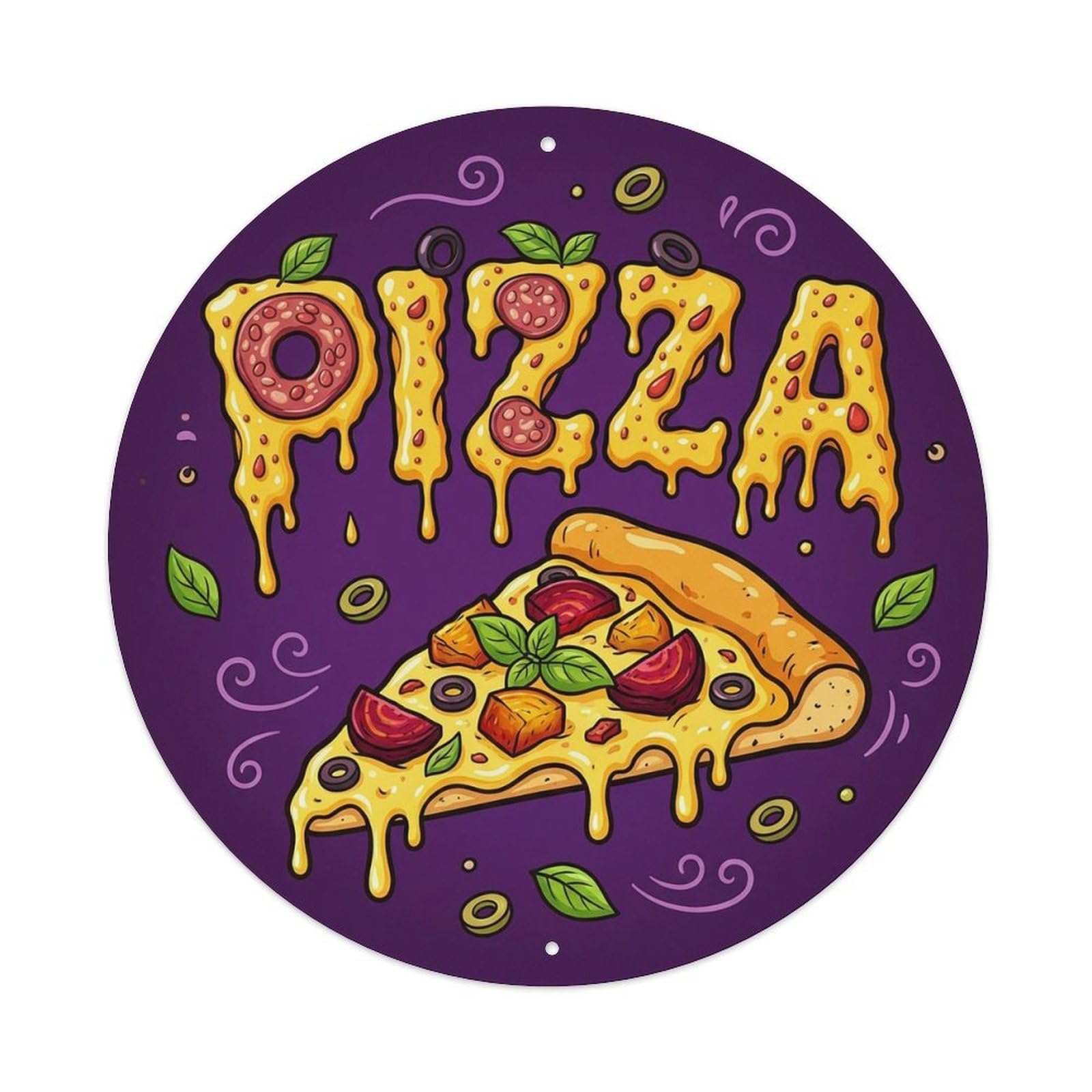 Cwbufd Vintage Style Vintage Pizza Slice Roasted Beet Vintage Metal Tin Sign Plaque Wall Decor For Cafe, Club Bar, Office, Garden Metal Poster 8X8inch