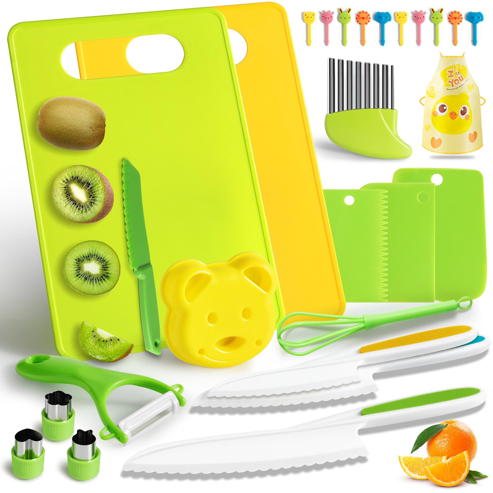 Sponsored Ad – Kids Kitchen Knives, 27 Pieces Kids Knife for Real Cooking, Toddler Safe Knives Set with Plastic Knife, Crinkle Cutter for 2 3 4 5 6 7 8 9 10+ Year Old Boys Girls