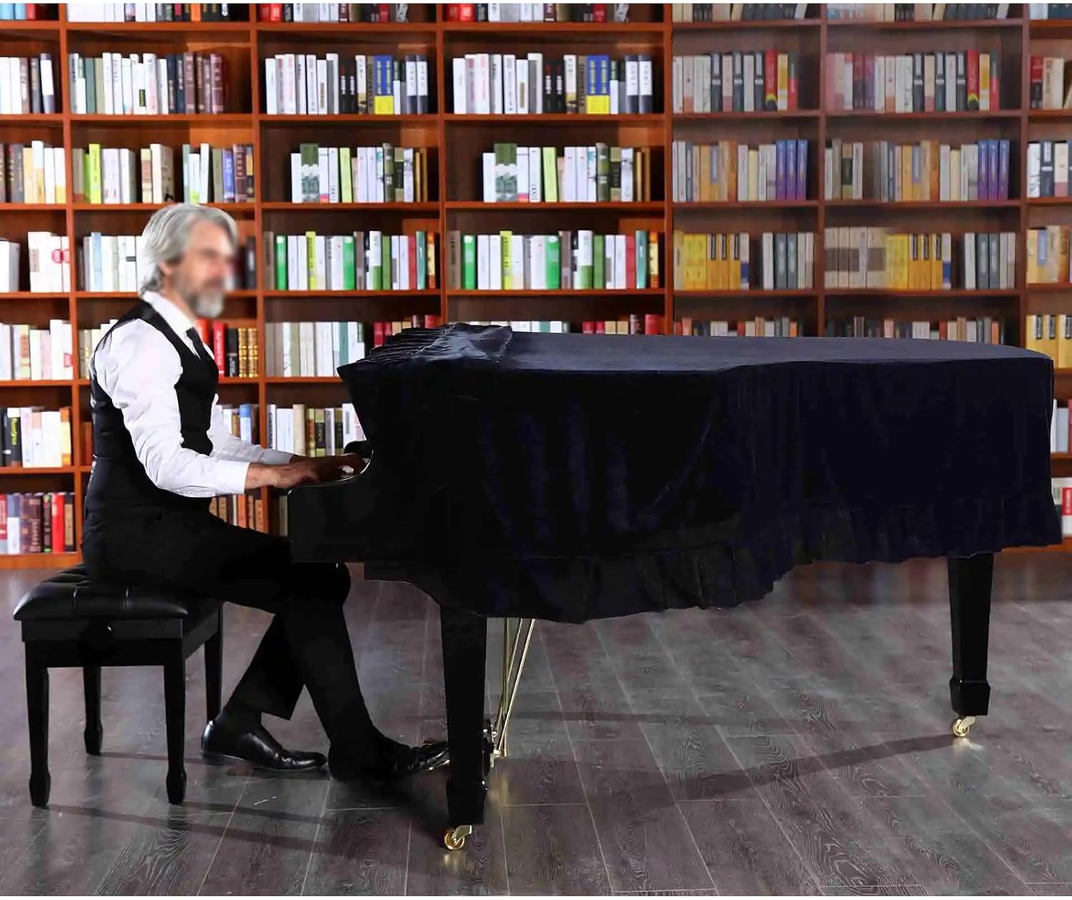 Grand Piano Cover, Velvet Baby Grand Piano Cover Piano Dust Cover Cloth Washable Soft Bordered Full Triangle Piano Decorated Protective Cover,Blue,160cm/62.99inch