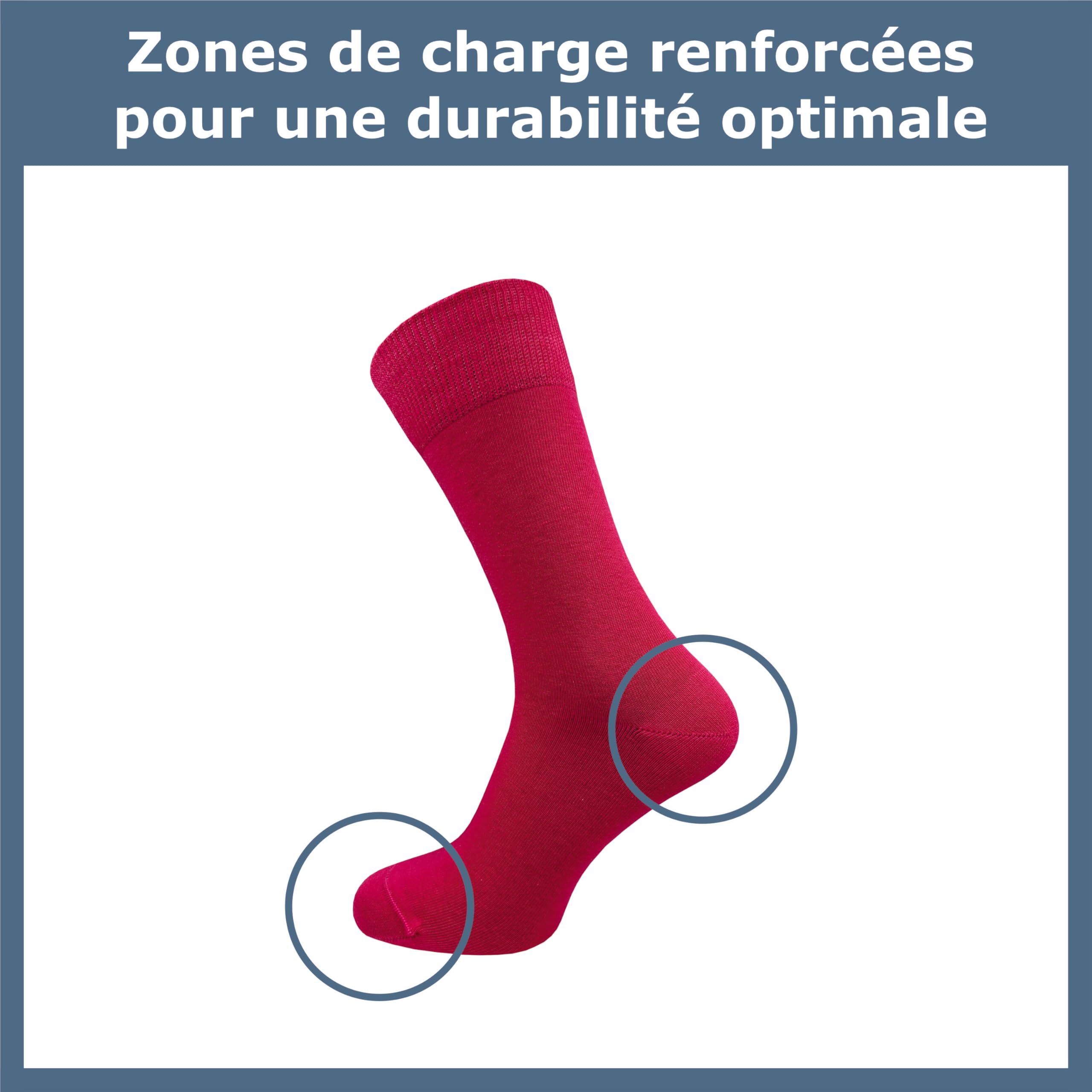 Chaussettes 100% coton pour hommes - Chaussettes sans couture en pur coton | 10 paires | Fil doublement tricoté pour une longue durée de vie