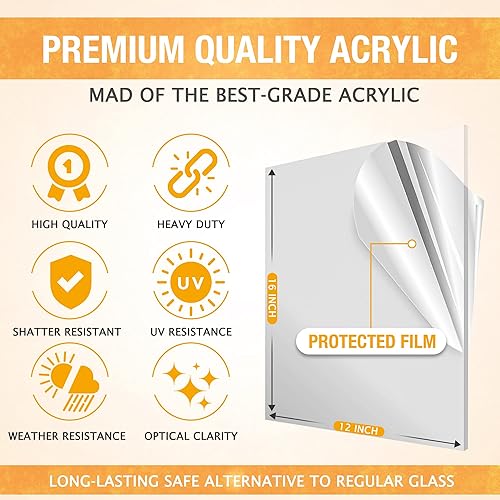 Miniatura 8 de DisplayBug - Hojas de acrílico, 2 hojas de plexiglás de 18 pulgadas de grosor, hoja de acrílico transparente para corte láser, corte a medida, panel