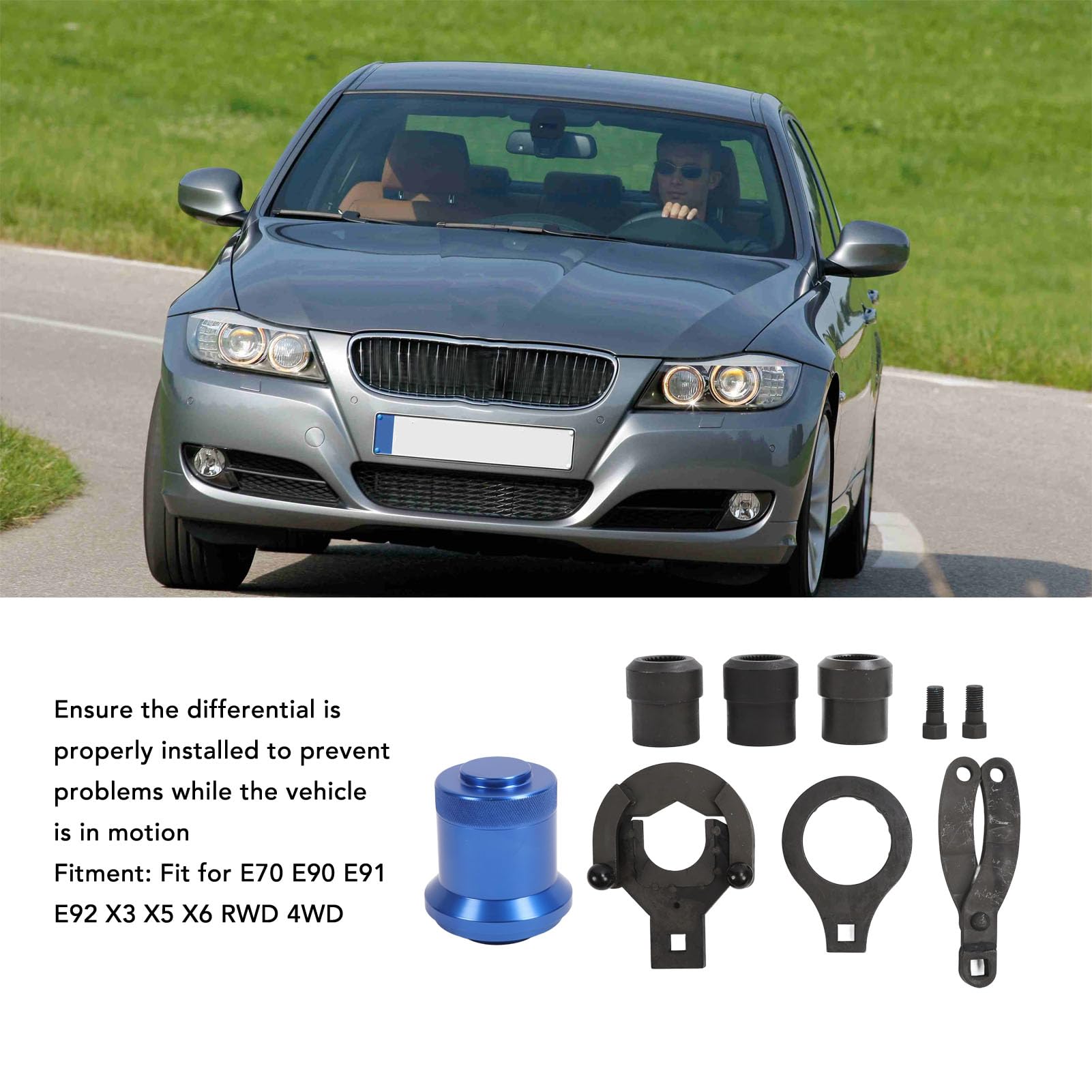 KLLJRFW Rear Drive Axle Differential Installer Remover Tool Kit Rear Differential Remover with Carrying Case Teeth Socket Reliable Performance for E70 E90 E91 E92 X3 X5 X6 RWD 4WD