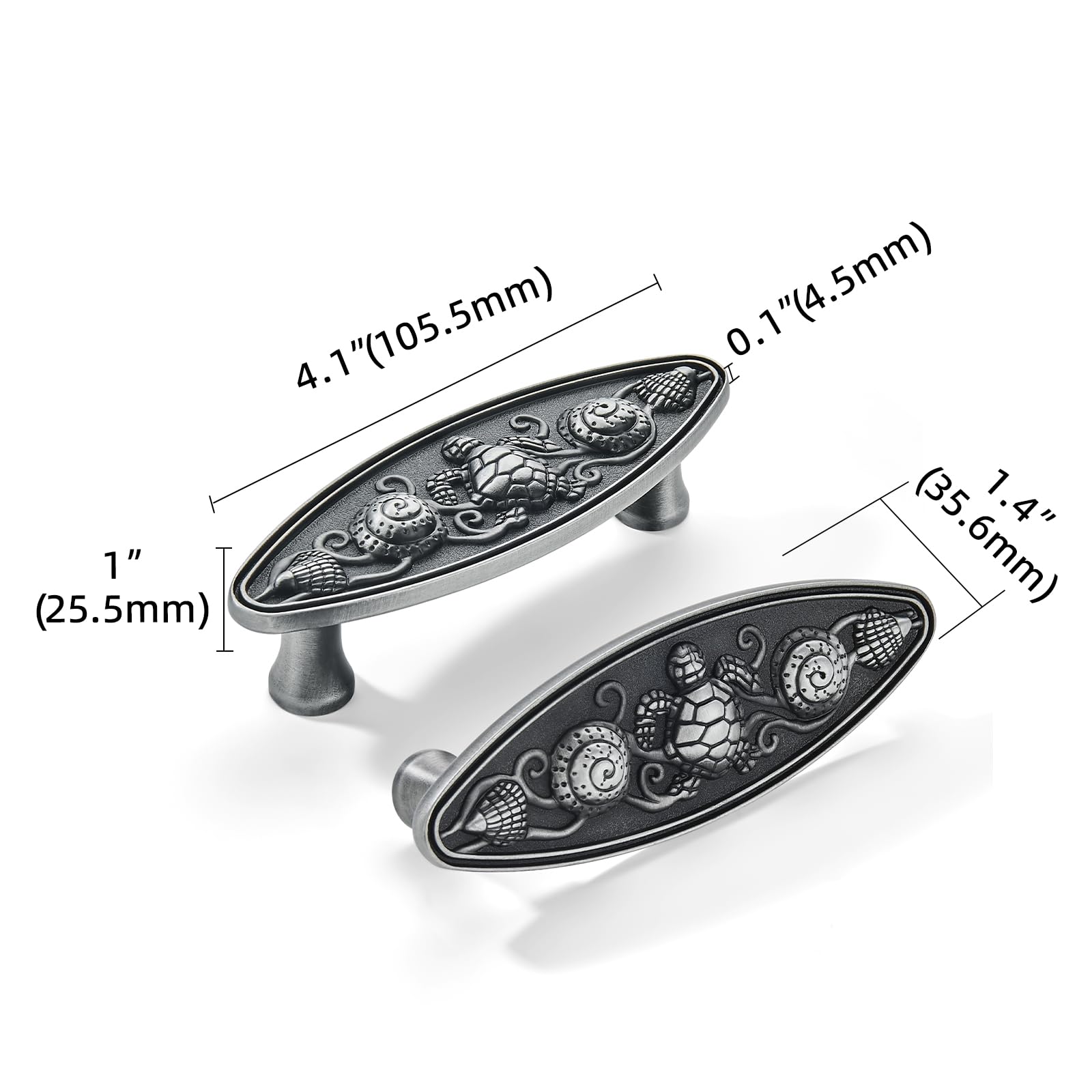 KHTUMEWARE-KH434 Antique Pewter Cabinet Pulls CTC 3 in (76 mm) 5-Pack in Antique Pewter — KHTUMEWARE