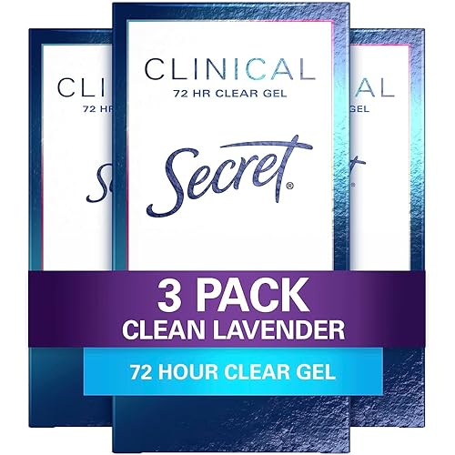 Secret Clinical Strength Clear Gel Antiperspirant and Deodorant, Clean Lavender, 1.6 oz (Pack of 3)