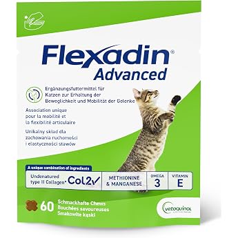 FLEXADIN Advanced Cat Innovative Approach to Joint Health Unatured Collagen Type II - 60 Joint Spills