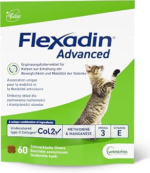 Vetoquinol Flexadin Advanced Chat   Maintaining Mobility and Flexibility of Joints   UCII Based   Made in France   60 Bites