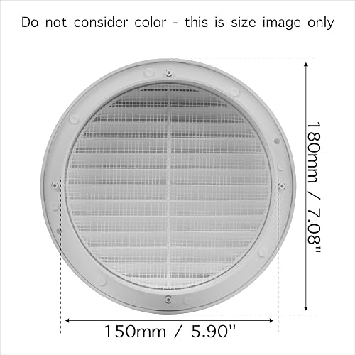 Miniatura 7 de Ventilación redonda de plástico blanco de 6 pulgadas - Rejilla de ventilación de aire - Cubierta de rejilla - Malla de pantalla integrada - Cubierta