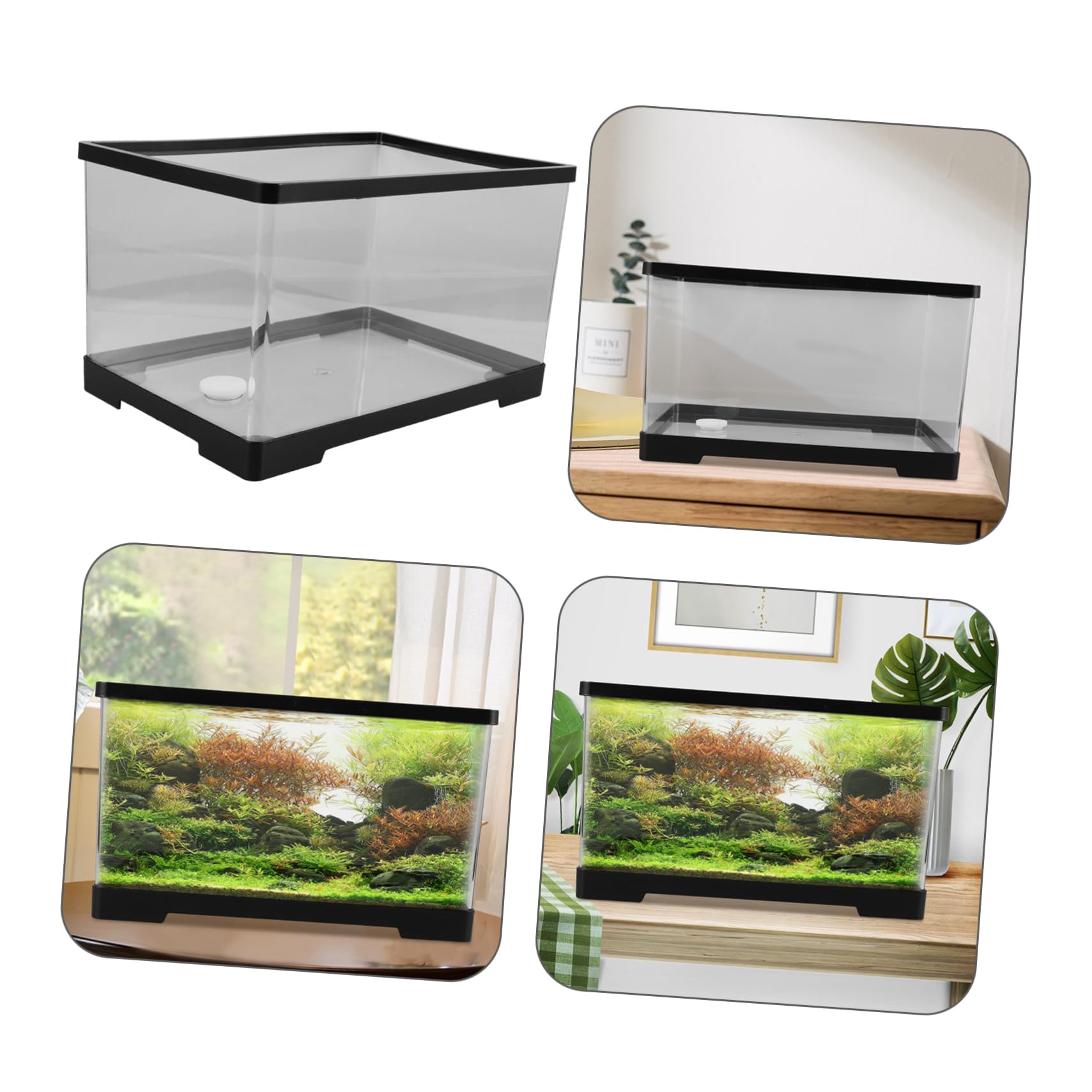 Abaodam Vasca delle Tartarughe Porta Acquario Trasparente per Pesci Rossi Betta Tank Vasca Dell'acquario Ciotola di Pesce Betta Ciotola Acquario Domestico Betta Acrilico Transparent