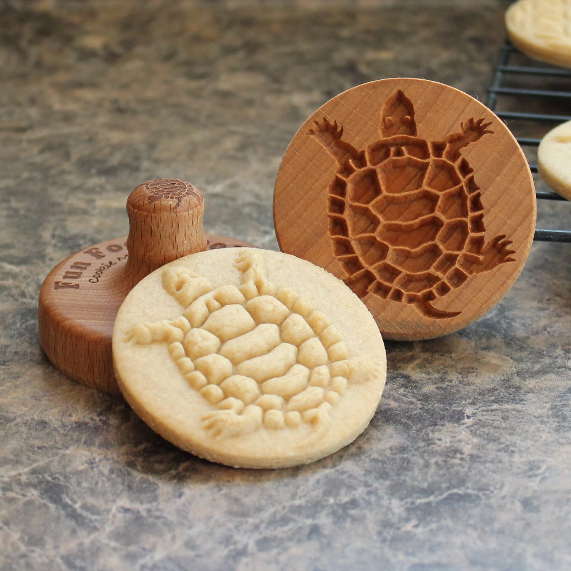 Sello de madera de la galleta, 2.5 pulgadas (tortuga CS-006)