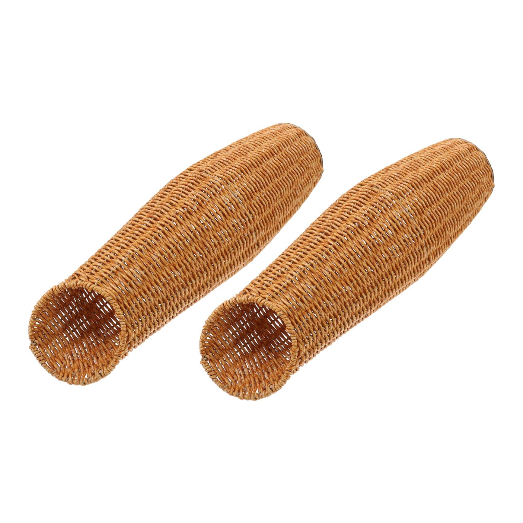 Jarrón de Suelo Alto de Ratán Sintético Tejido, 2 Piezas, Ligero y Decorativo para Flores Secas y Artificiales, Adecuado Entrada Hogar