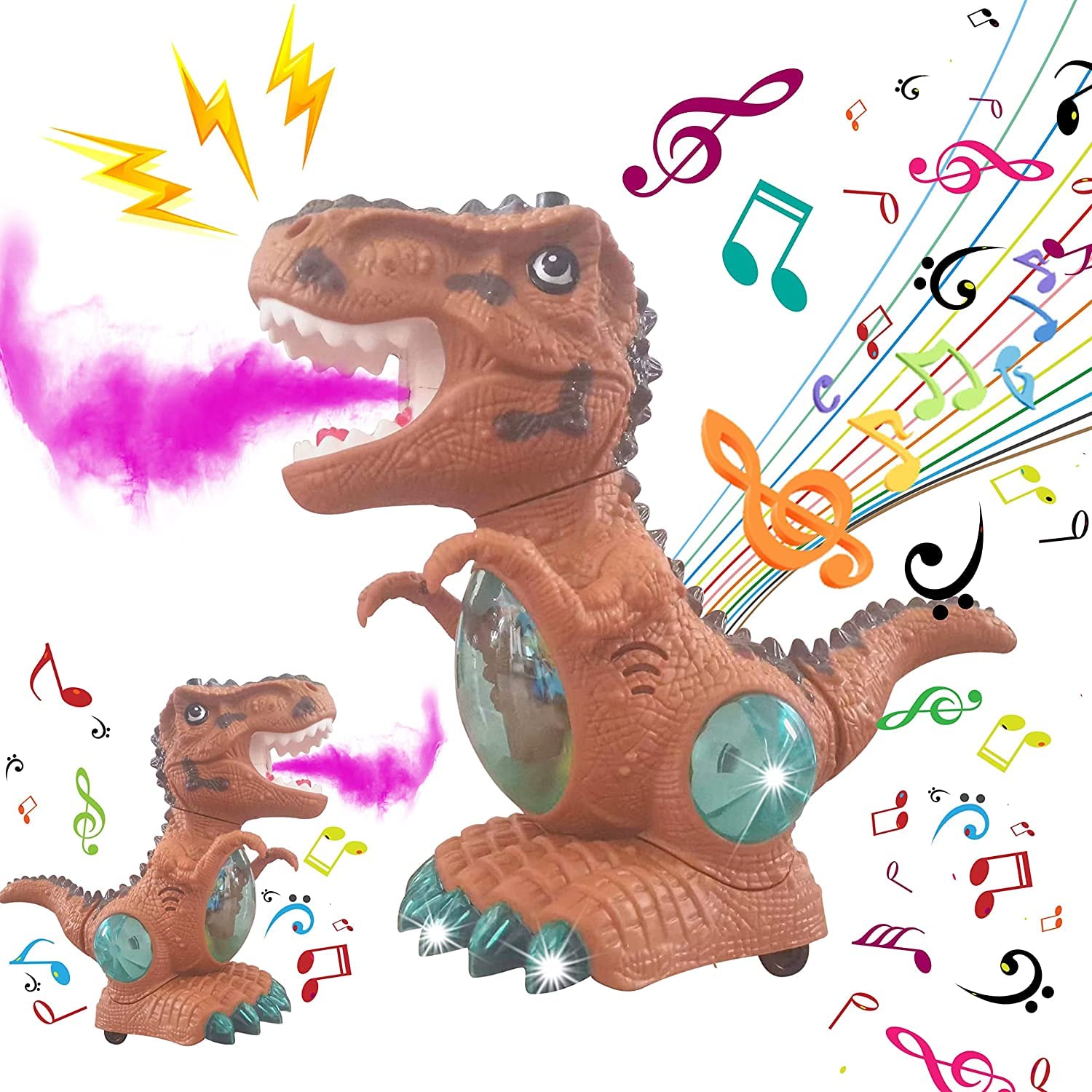 PYEBECrawling Dinosaur Music and Lights Toys for Kids,Moving Dino Kid Toys with Mist Spray,Electric Dinosaur Toys Birthday Gifts for Kids Age 2,3,4,5,6