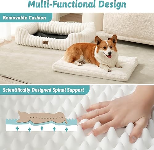 Miniatura 3 de Cama ortopédica para perros pequeños y perros medianos, cama rectangular lavable para mascotas con parte inferior antideslizante, cama suave y