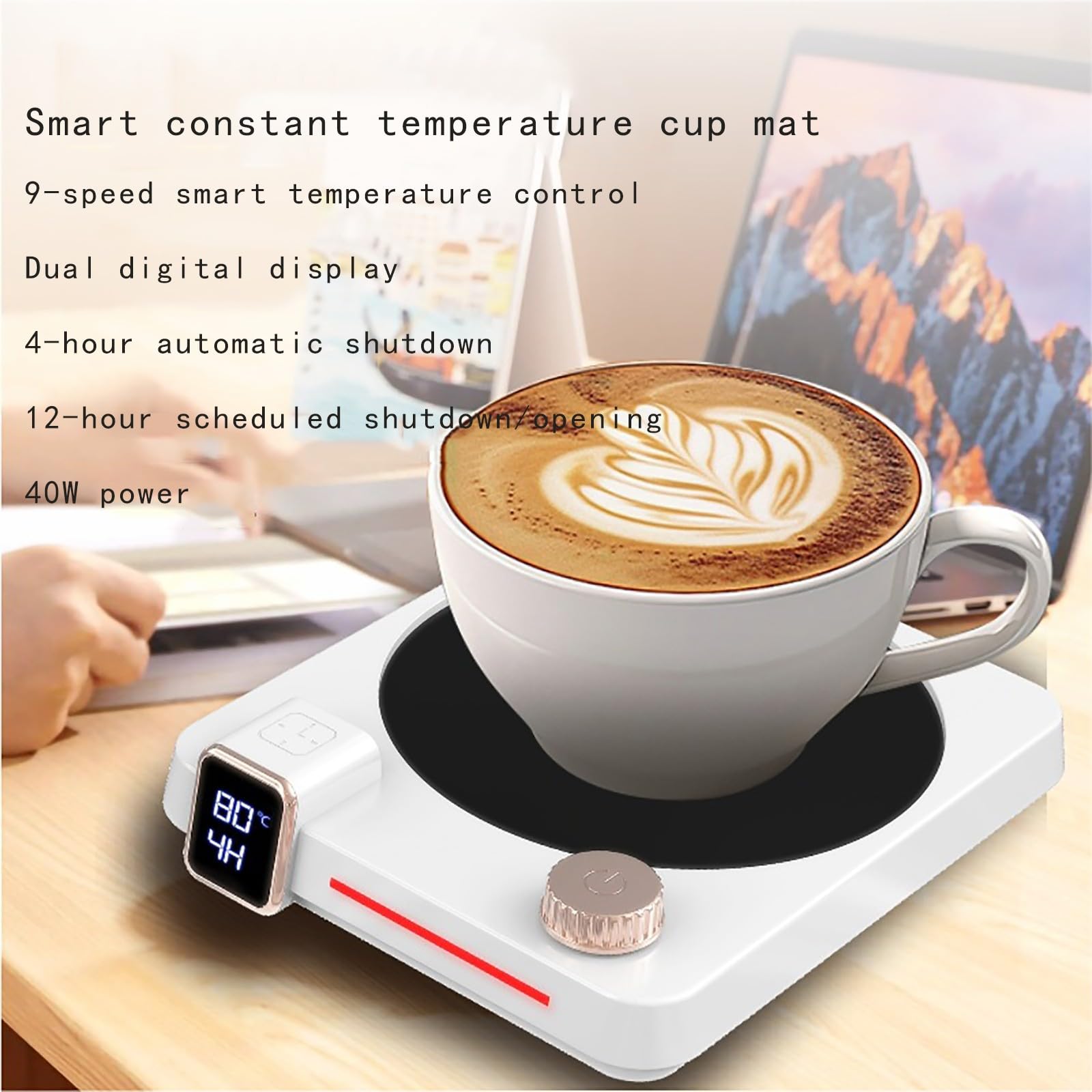 Calentador de tazas de café; Calentador de tazas de café de escritorio; Calentador de tazas de café inteligente de escritorio; Posavasos calentador de tetera inteligente A,15.3 * 12.8 * 3.1cm