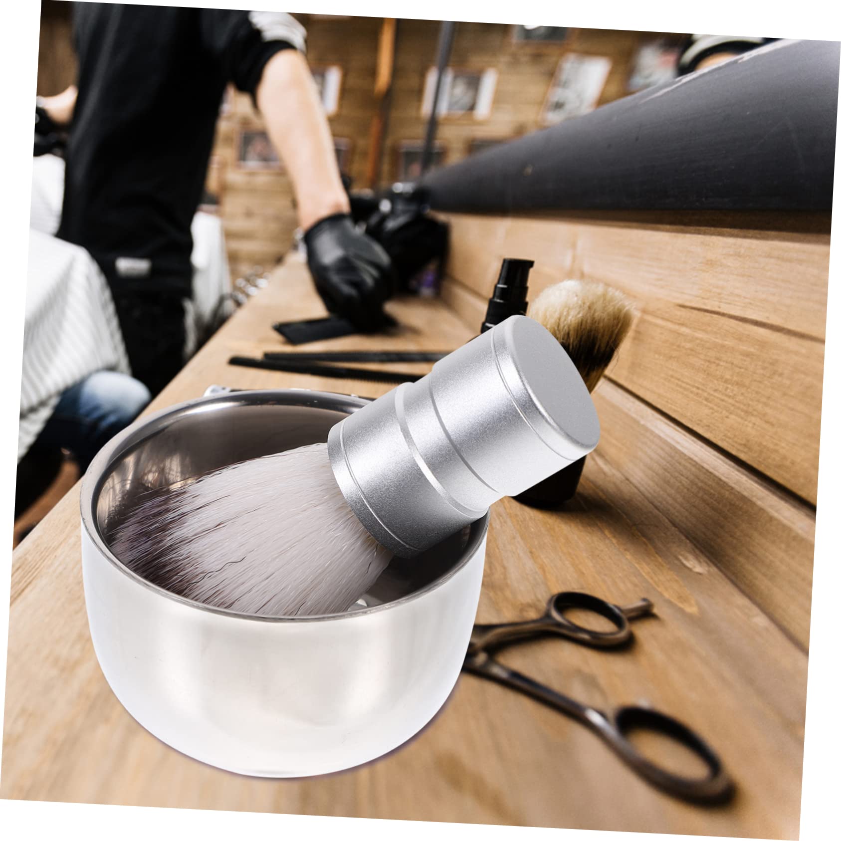 Alipis Spazzola Da Barba Nylon Con Ciotola Da Barba Acciaio Inossidabile Due Strati Colore Casuale Strumento Per Rasatura Confortevole e Tradizionale