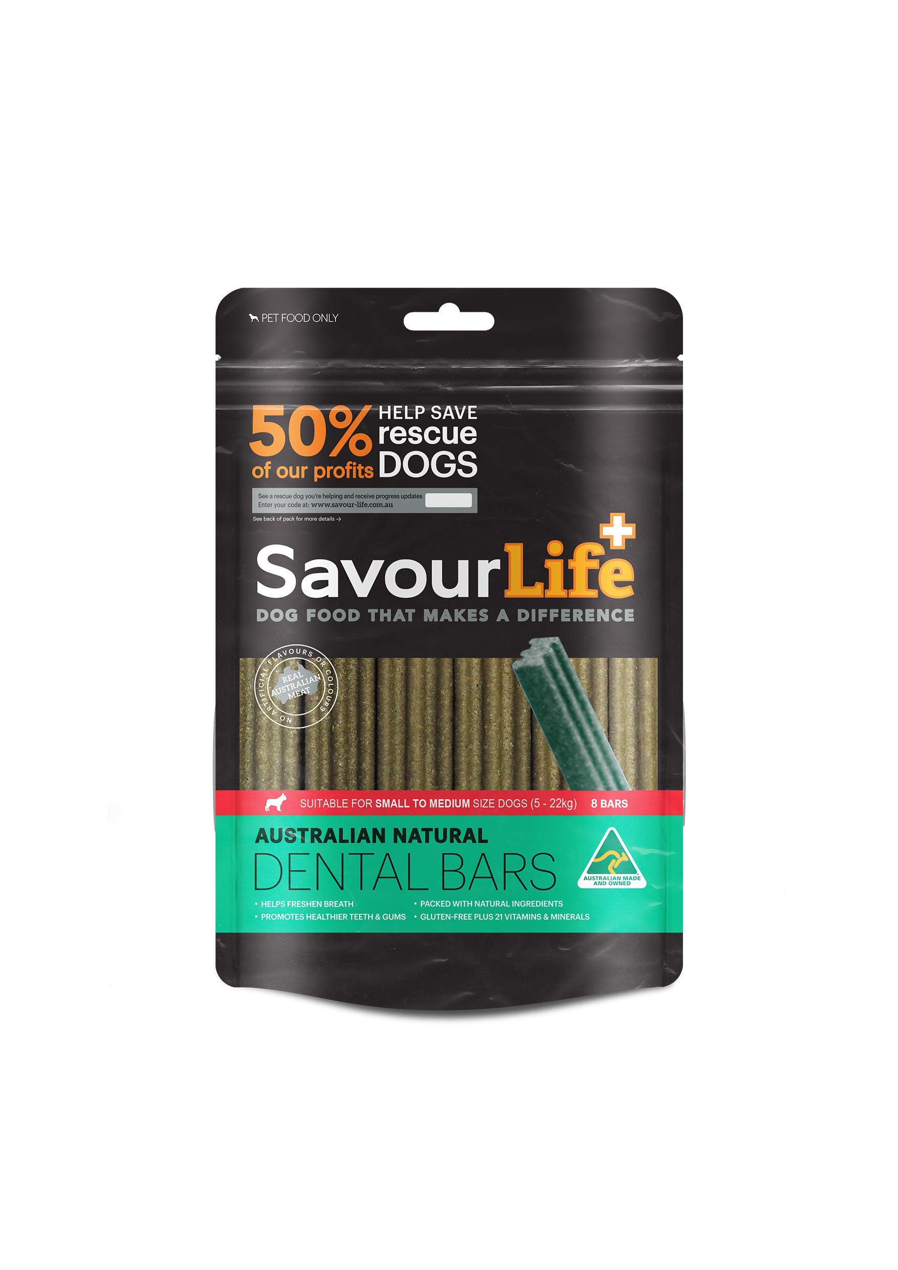 SavourLife Dog Treats Dental Bar Australian Kangaroo & Mint S/M - 8 Bars - 8 count (Pack of 1)