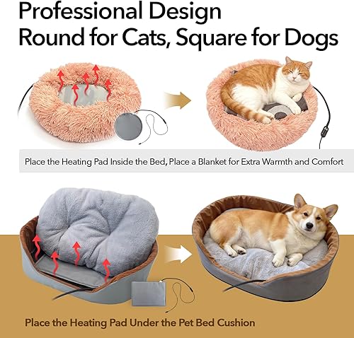 Miniatura 4 de USB Pet Heating Pad, 5V Safe 5-Temp & Timer Waterproof Warmer Turns Any Bed Heated, 140F Auto Shut-Off, for Cats, Dogs IndoorOutdoorTravel Use,