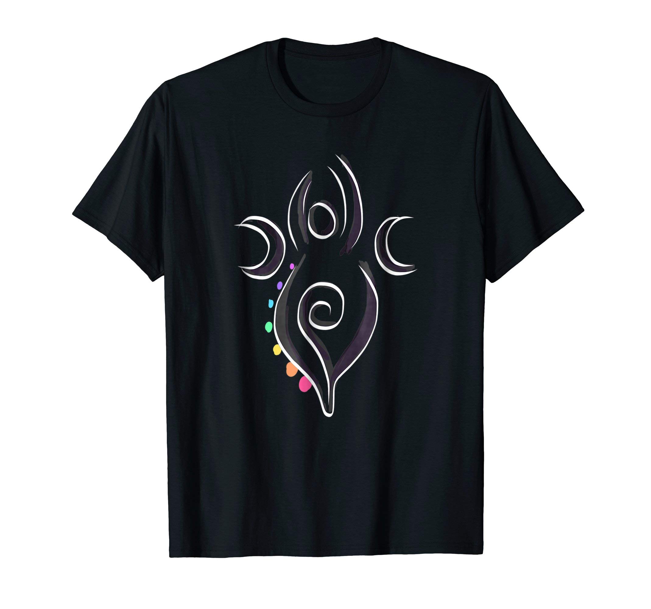 White Magick Tees for Witches Occult Wiccan PagansSpiral Goddess T-Shirt Three Symbol Wiccan Pagan and Chakras