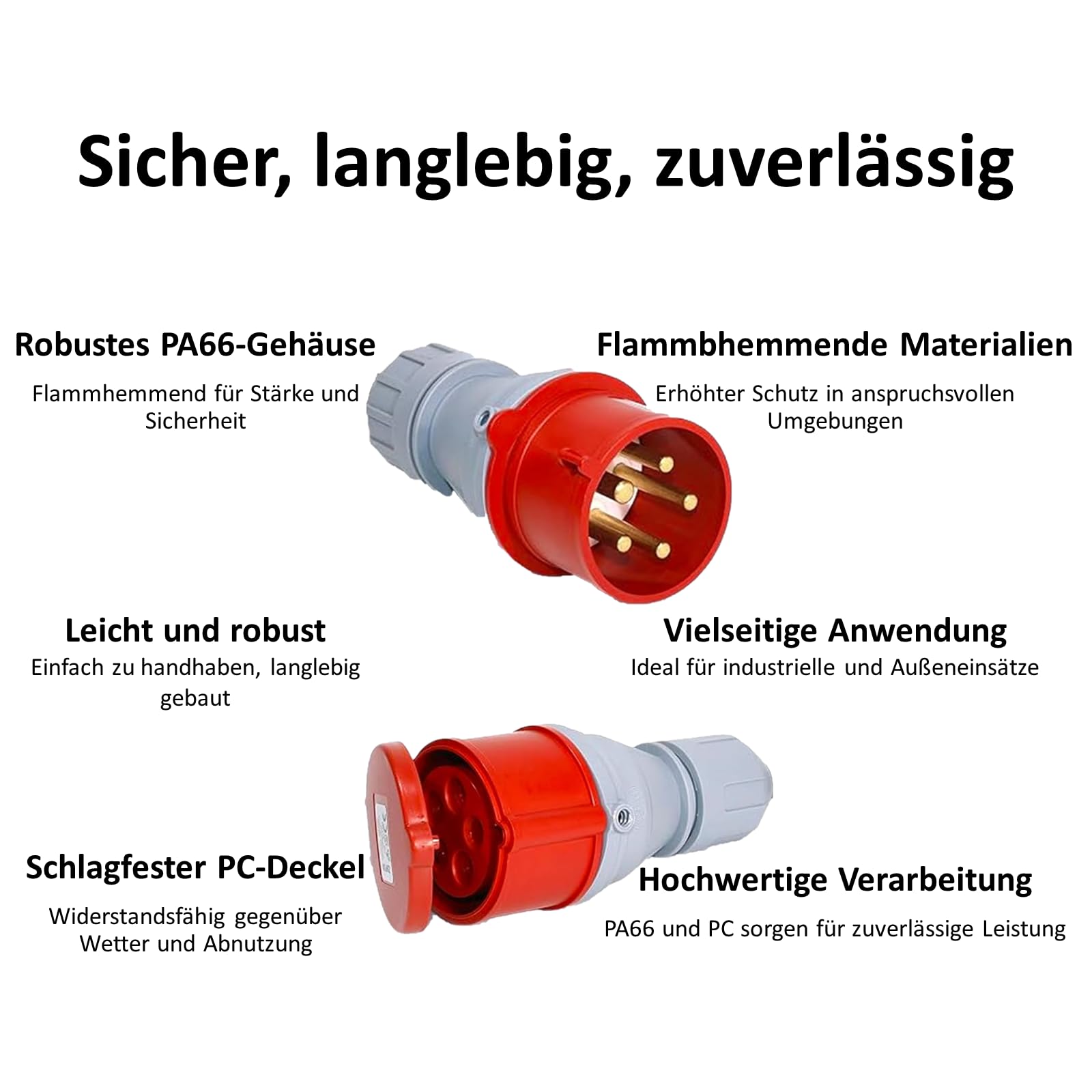 L4F Adaptateur CEE triphasé 32A (22 kW) fiche vers prise 16A (11 kW), câble H07RN-F 5G 2,5mm², portable, avec couvercle de protection, étanche IP44, adapté pour usage industriel et domestique