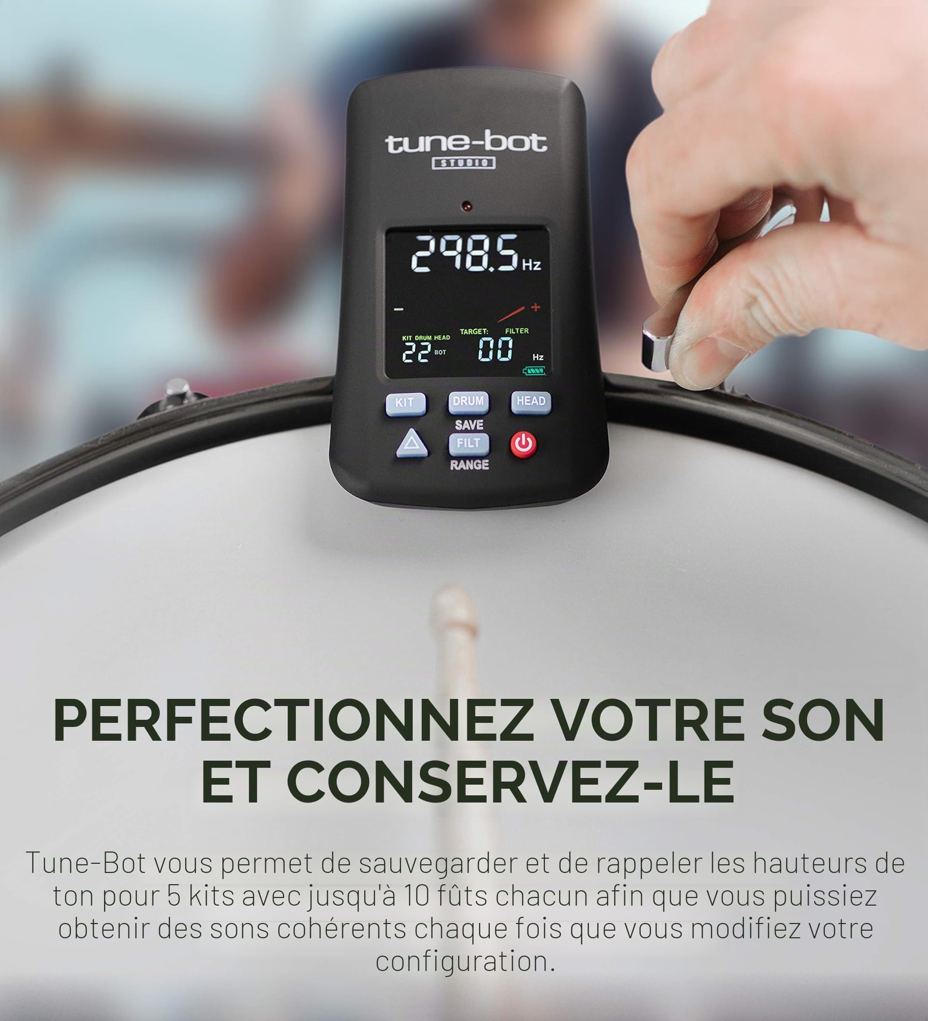 Overtone Labs - TUNE-BOT STUDIO - Accordeur électronique pour batterie - couleur noire