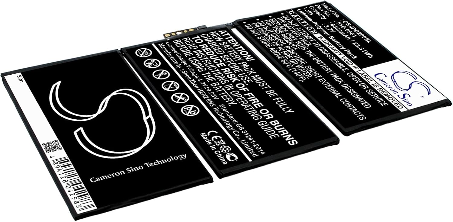 3.7V Battery Replacement for 616-0559, 616-0561 A1316, A1376, A1395, A1396, A1397, 2, 2 16GB Wi-Fi, 2 16GB Wi-Fi 3G, 2 32GB Wi-Fi
