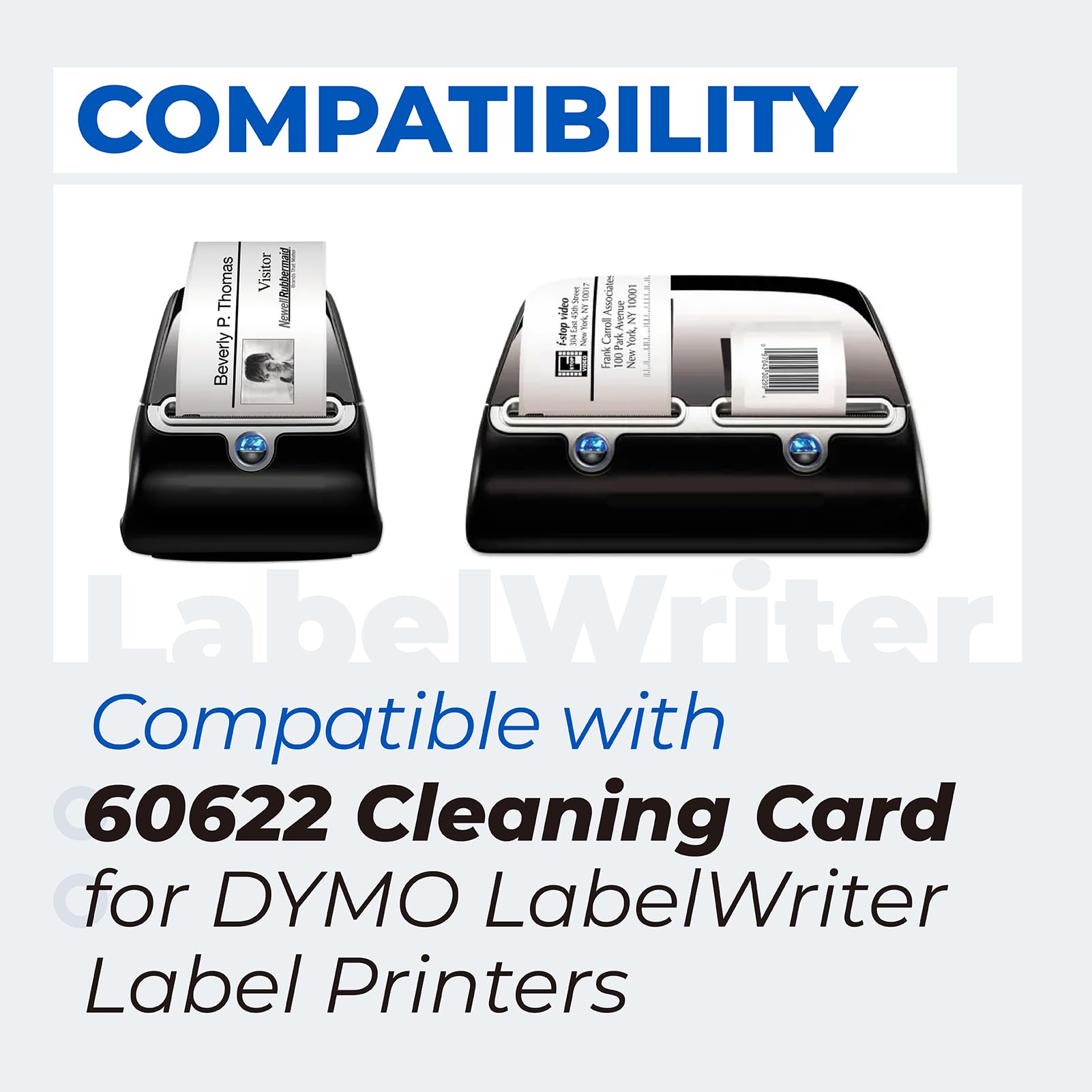 10 szt. 60622 karta czyszcząca kompatybilna z Dymo LabelWriter 550 450 5XL 4XL arkusze do czyszczenia drukarki etykiet Swipe, 8 x 5 cm czytnik kart POS Direct Thermal Swiper Cleaner