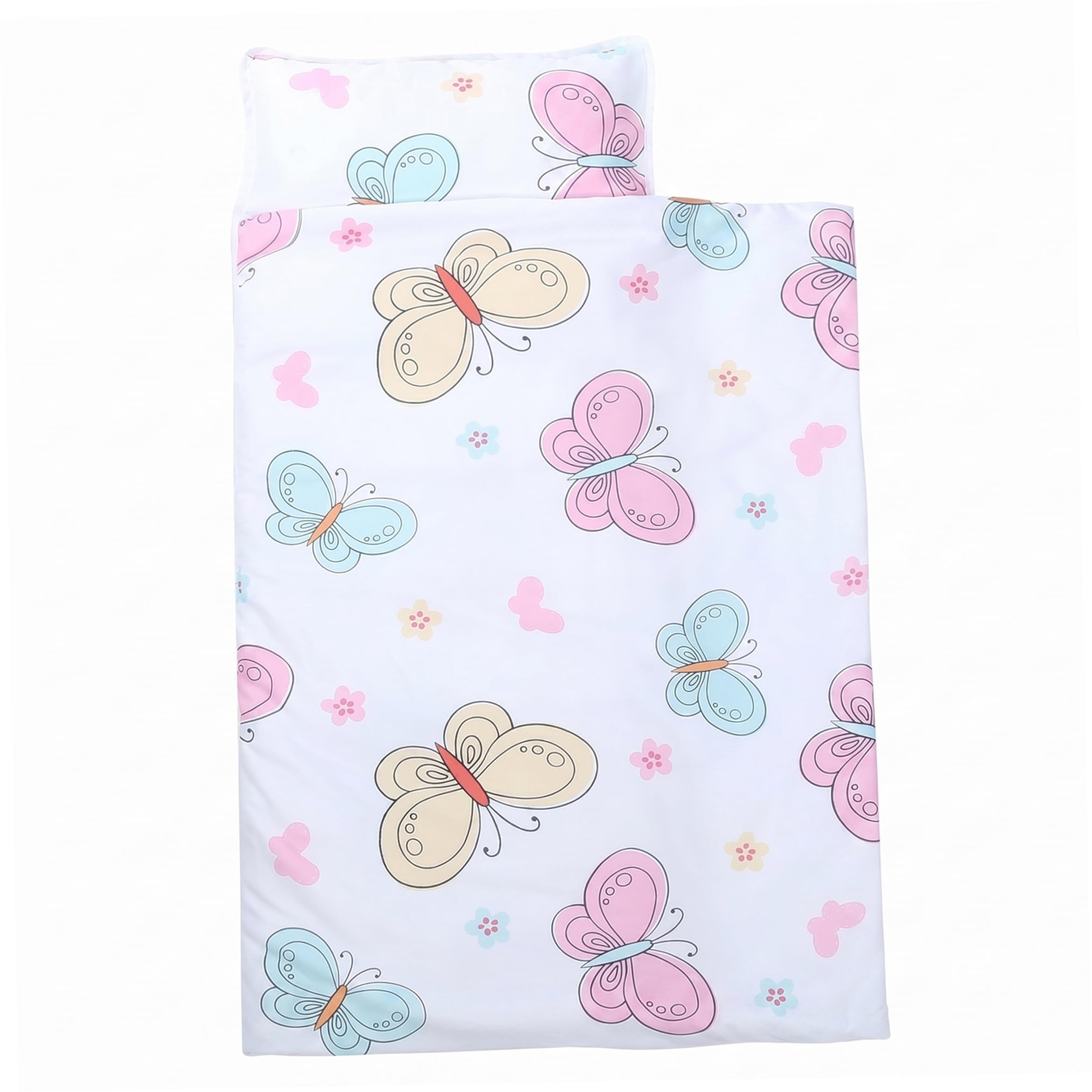 Toddler Nap Mat With Pillow, Envelope-style Nap Mats For Daycare, Portable Kids Sleeping Bag for Preschool Kindergarten, Cartoon Butterfly Pattern Toddler Mat