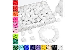 16mm Silicone Beads|Bulk 70-Piece White Silicone Beads|Round, 15mm Diameter|Reliable Bulk Pack for...