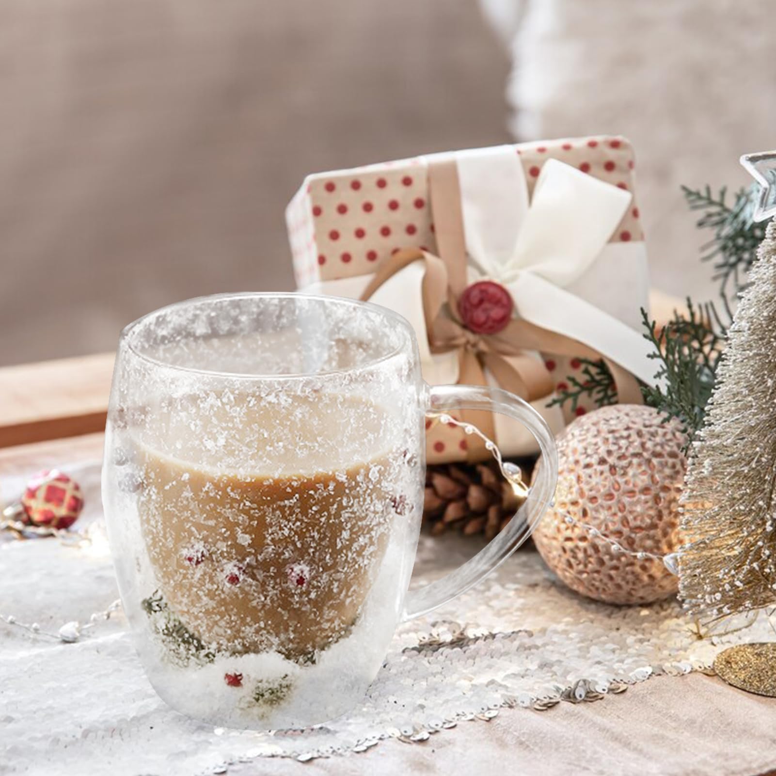 Tasse En Céramique De Noël Double Paroi Verre Isolant Tasse à Expresso