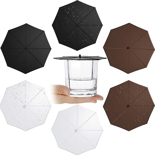 6 tapas de silicona para tazas de paraguas tapas de vaso de silicona antipolvo tapas de tapa de sellado de ventosa para mantener la bebida caliente