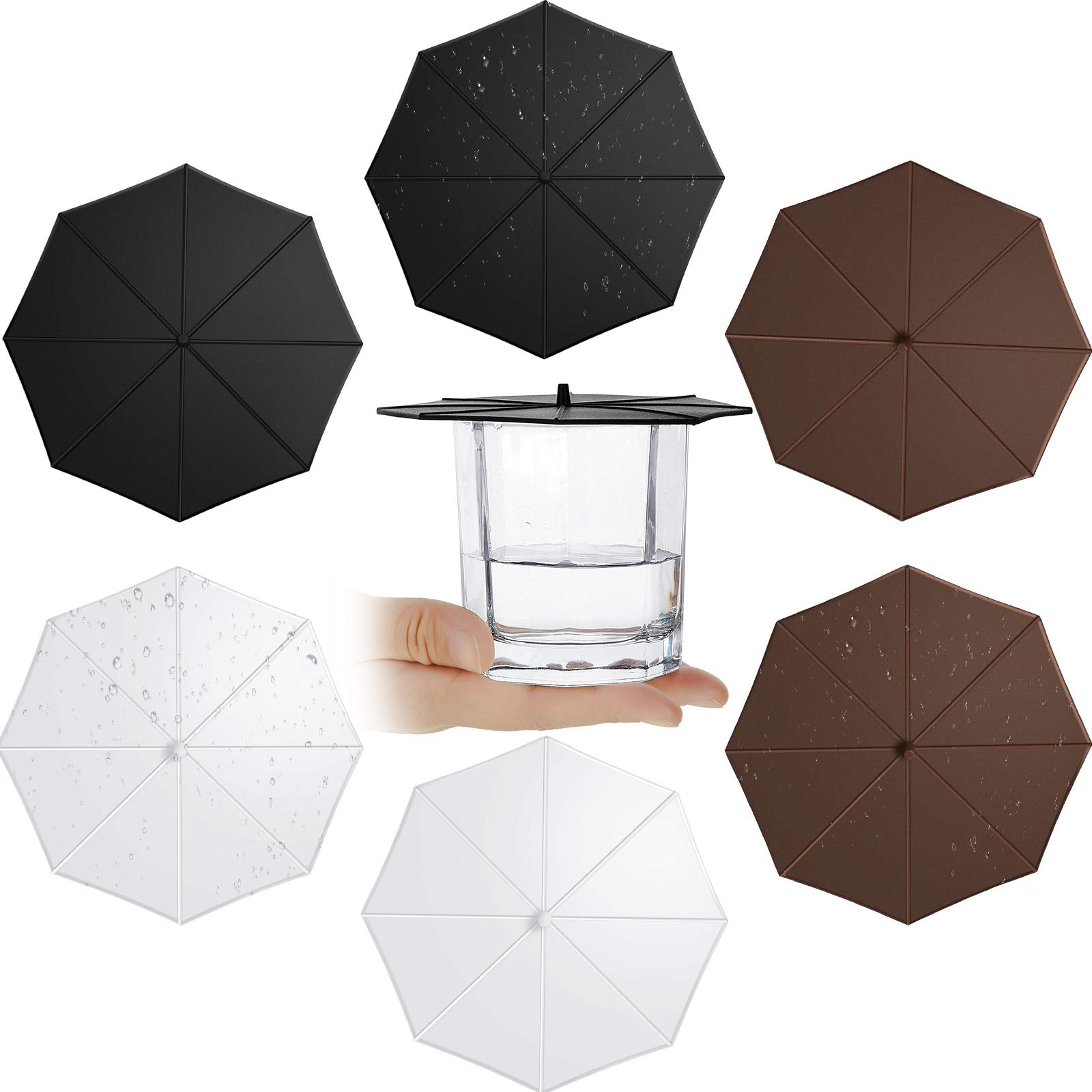 Couvercle de tasse en silicone lot de 6 pièces hermétiques en noir blanc marron