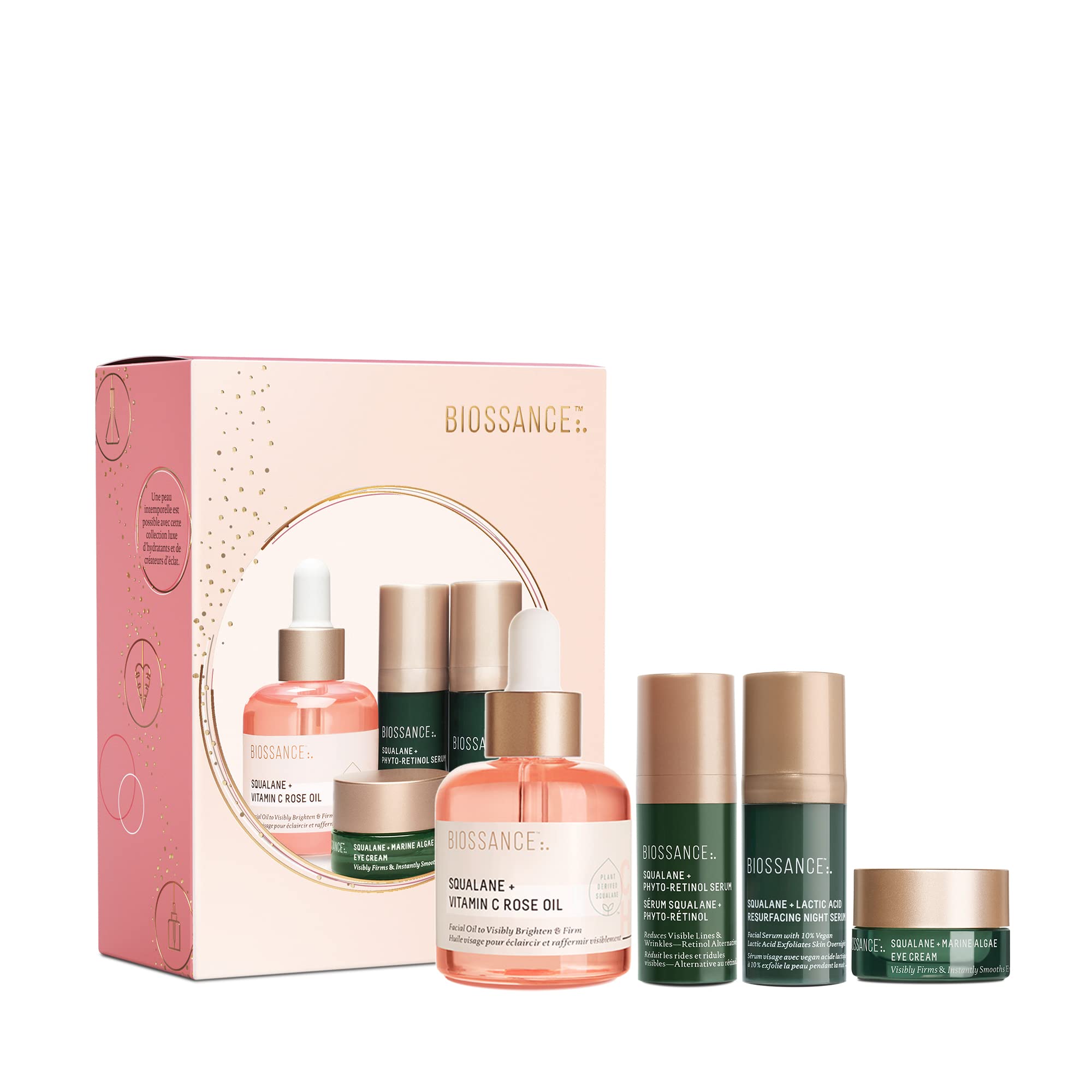 Biossance Ageless Outlook Set. Limited Edition Collection of 4 Anti-Aging Skincare Essentials. Moisturize, Resurface and Reduce Fine Lines and Wrinkles (1 count)