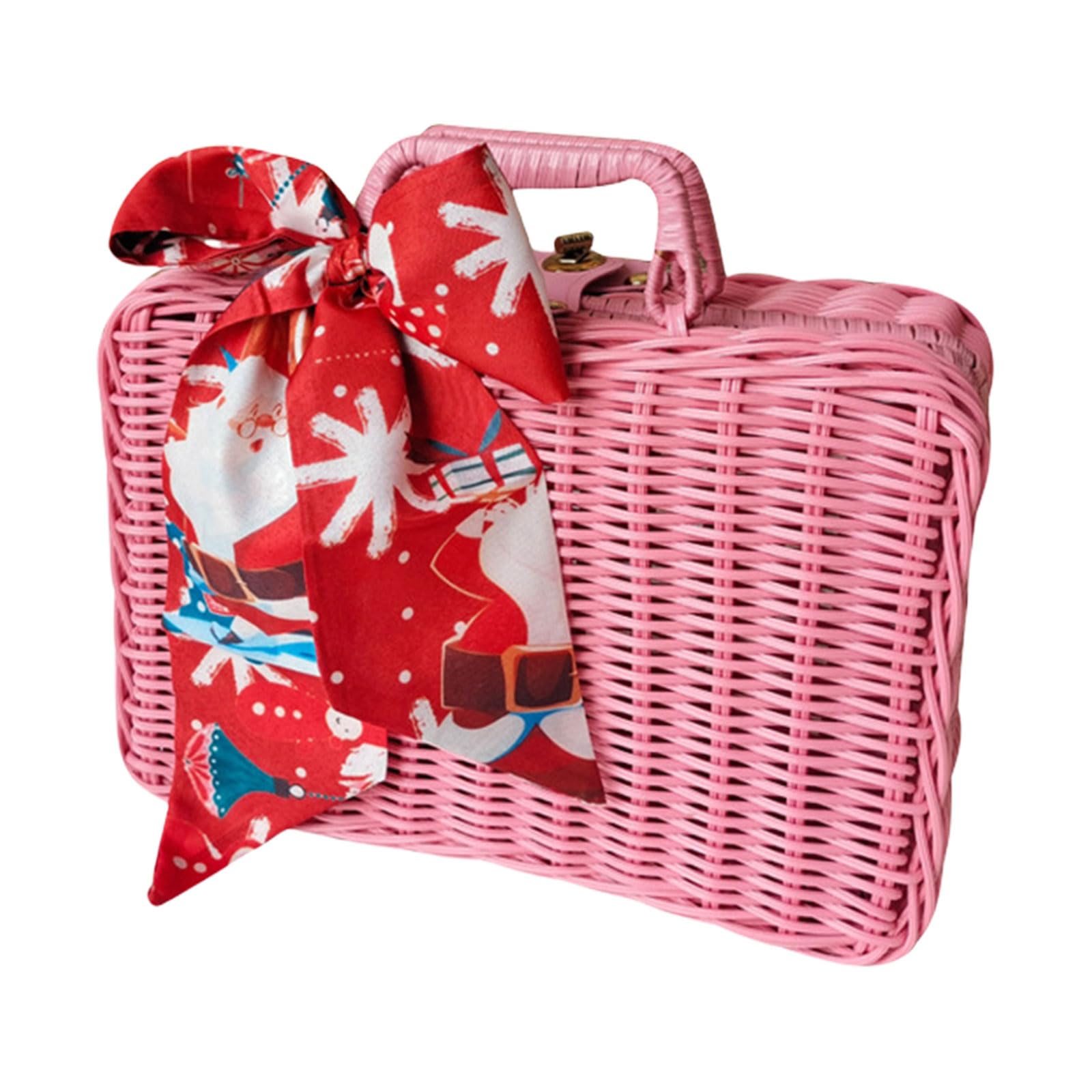 Elnwnnkc A Christmas Celebration Faux Rattans Gift Packaging Box Stylish Present Storage Suitcase Suitcase Elegant Picnics Basket Storage