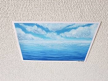 海の風景 パステル画 70/450 木製フレーム 海の風景 油彩画 木製フレーム付き 海の風景 パステル画 70/450 木製