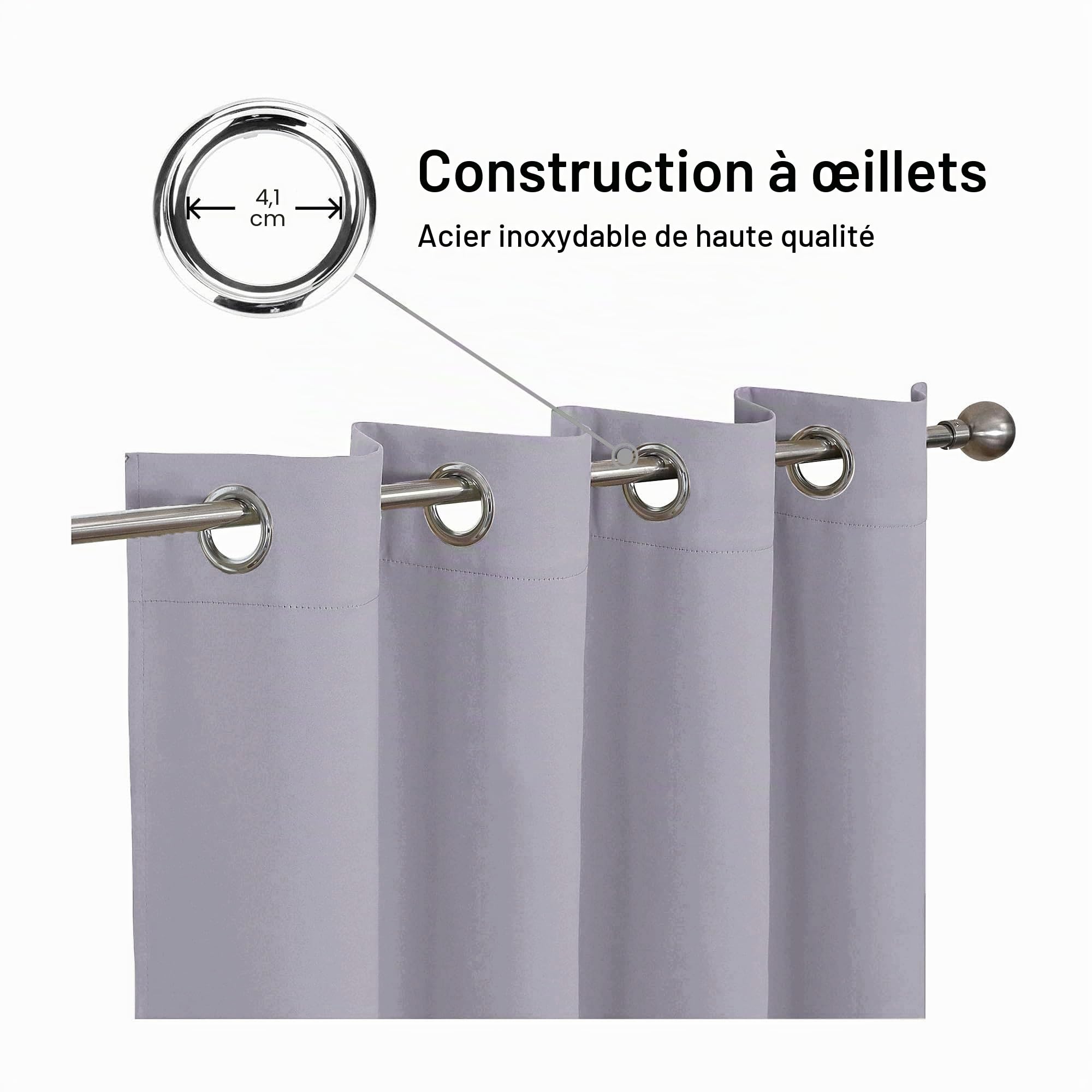 Rideau Occultant 2 Pièces 140x225cm, Rideau Thermique Isolant Anti Froid et Chaleur Tenture Opaque à Oeillets Lumiere Anti UV Decoration Chambre Maison Salon Intérieurs