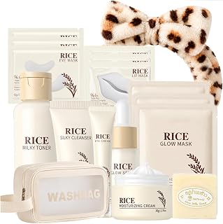 17PCS Korean Skin Care Set, Rice Skincare Set for Women, Kids Skin Care