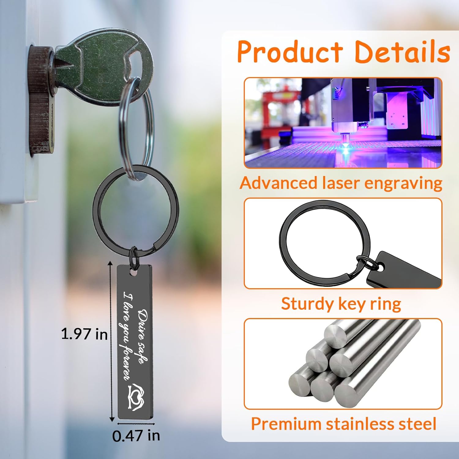 HJX Custom Keychain Personalized Double Side Key Chains with Name Text Customizable Keychain Gifts for Men Women Couples - Image 4