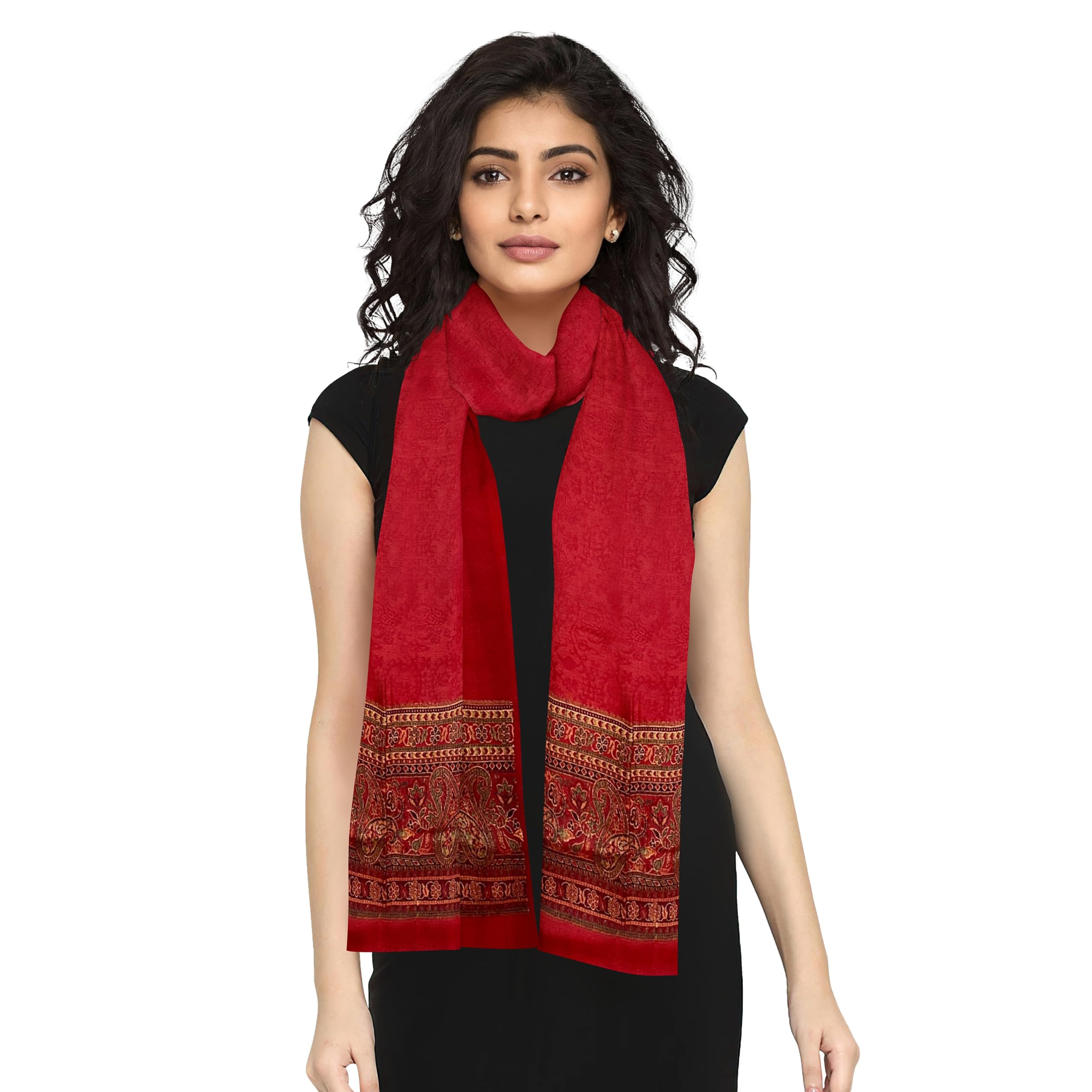 GenericSNB Fashions Jamawar Shawl Printed Pattern Mango Flowers Work Wool Blended Shawl Woven Stoles For Women's & Girls Pack Of 1 (Free Size)