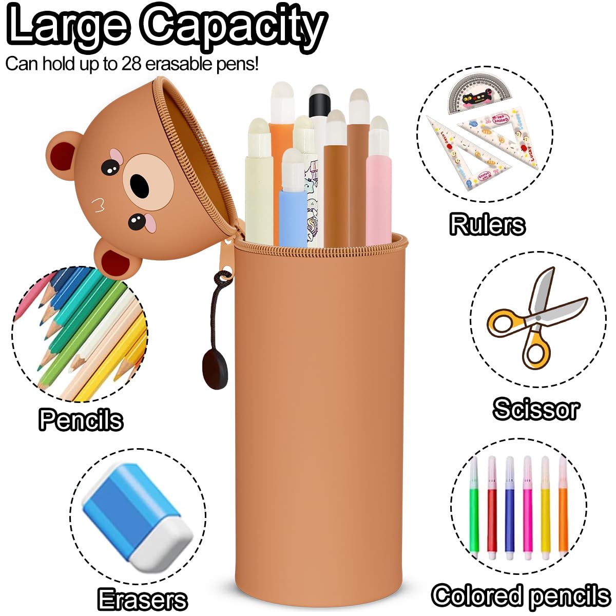 Cancelleria Legami Legami Astuccio 2 In 1 Morbido Silicone Kawaii Portapenne Da Tavolo Con Cerniera 6,3 Cm Panda | La Fontese - Dal 1954 Astuccio Legami Portapenne
