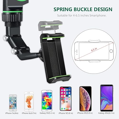 Miniatura 7 de Soporte de teléfono para espejo retrovisor para automóvil, rotación de 360, soporte multifuncional para teléfono y GPS, soporte universal para