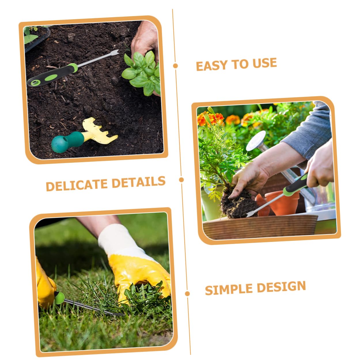 Veemoon 5pièces Outil De Désherbage Manuel Inoxydable Arracheur De Mauvaises Ergonomique pour Jardinage Et Agriculture Outil De Jardinage Polyvalent pour Désherbage