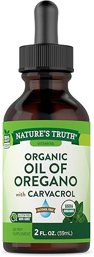 Nature's Truth Oil of Oregano Organic Liquid Drops 2 onzas líquidas Suplemento de orégano mediterráneo y silvestre Sin OMG y sin gluten