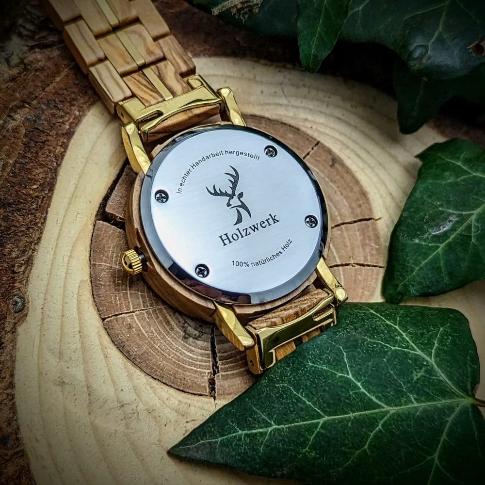 Holzwerk Germany Handgefertigte Designer Damen Uhr Öko Natur Holz Braun Blau Grün Rot Rosa Holz Armband Analog Klassisch Quarz