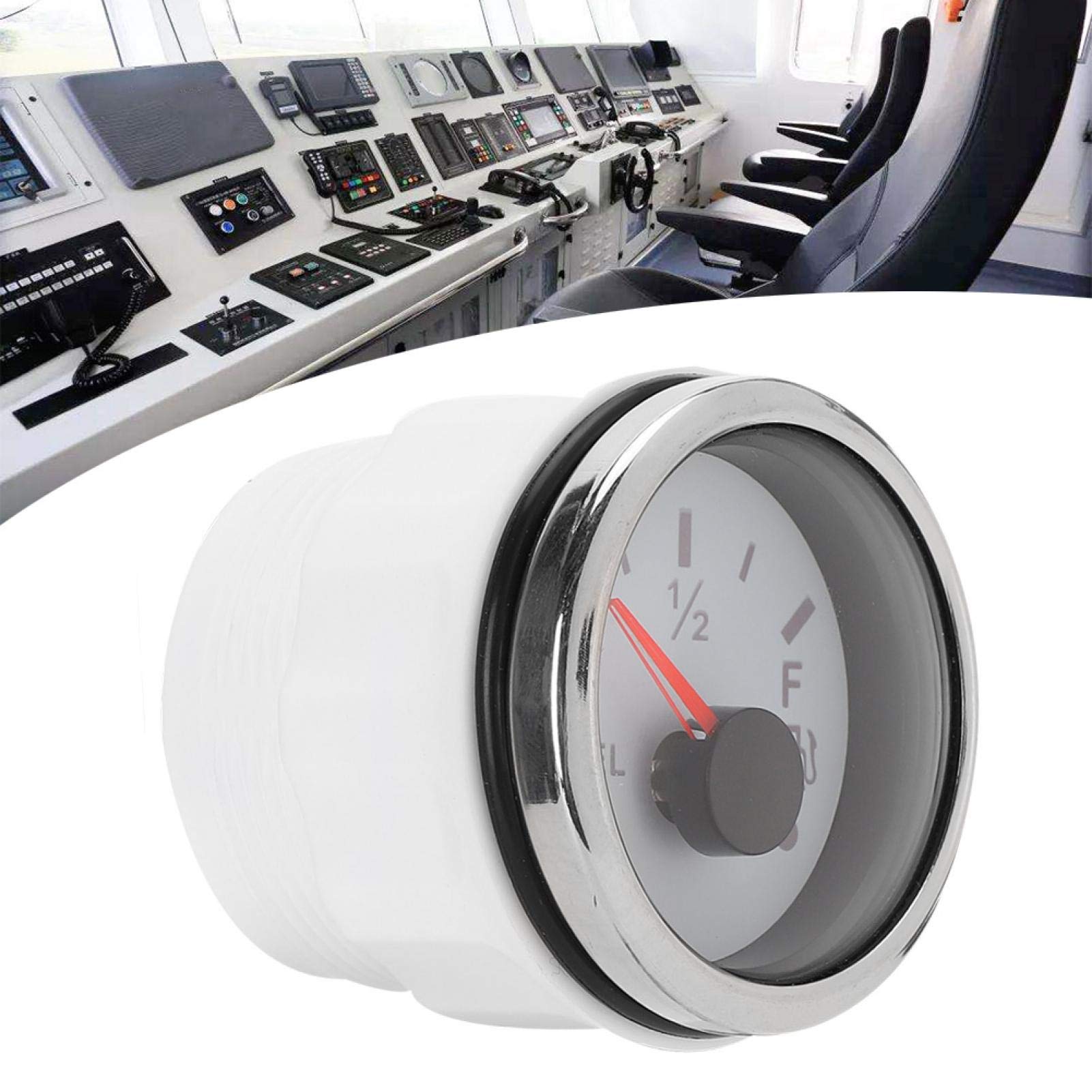 Indicatore del livello del carburante, indicatore del livello del carburante 2 pollici Display digitale a LED Allarme luce rossa intelligente per auto per barche marine(Standard europeo bianco)