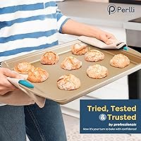 Vista 7 de Perlli Baking Kit: Nonstick Gold Steel Oven Set - 10 Pieces, Cookie Sheets, Cake Pans, 9x13Pan with Lid, Loaf & Deep Pans, Pizza Crisper, Muffin Pan