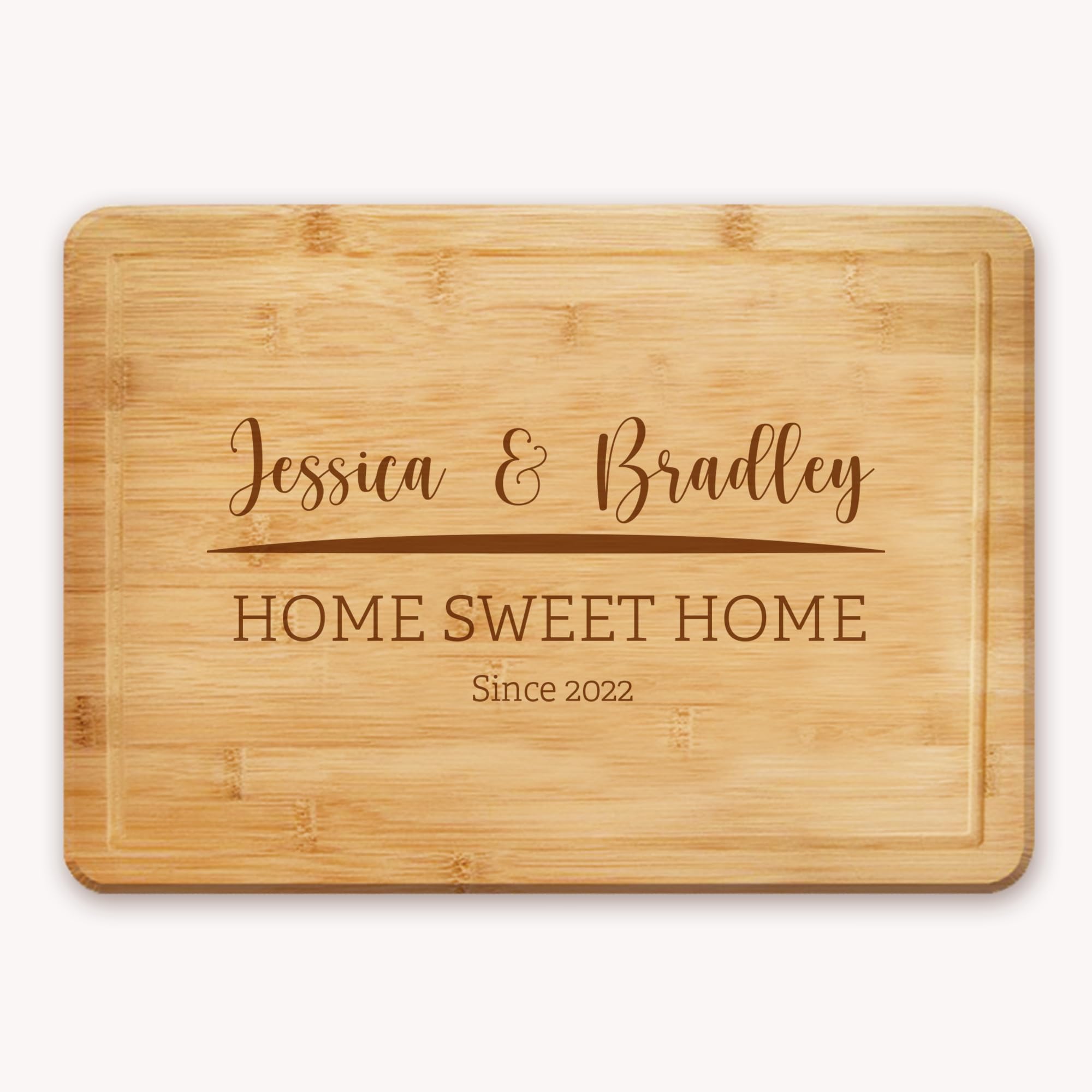 Housewarming Personalised Chopping Board - Home Sweet Home Custom Names & Date Since Design