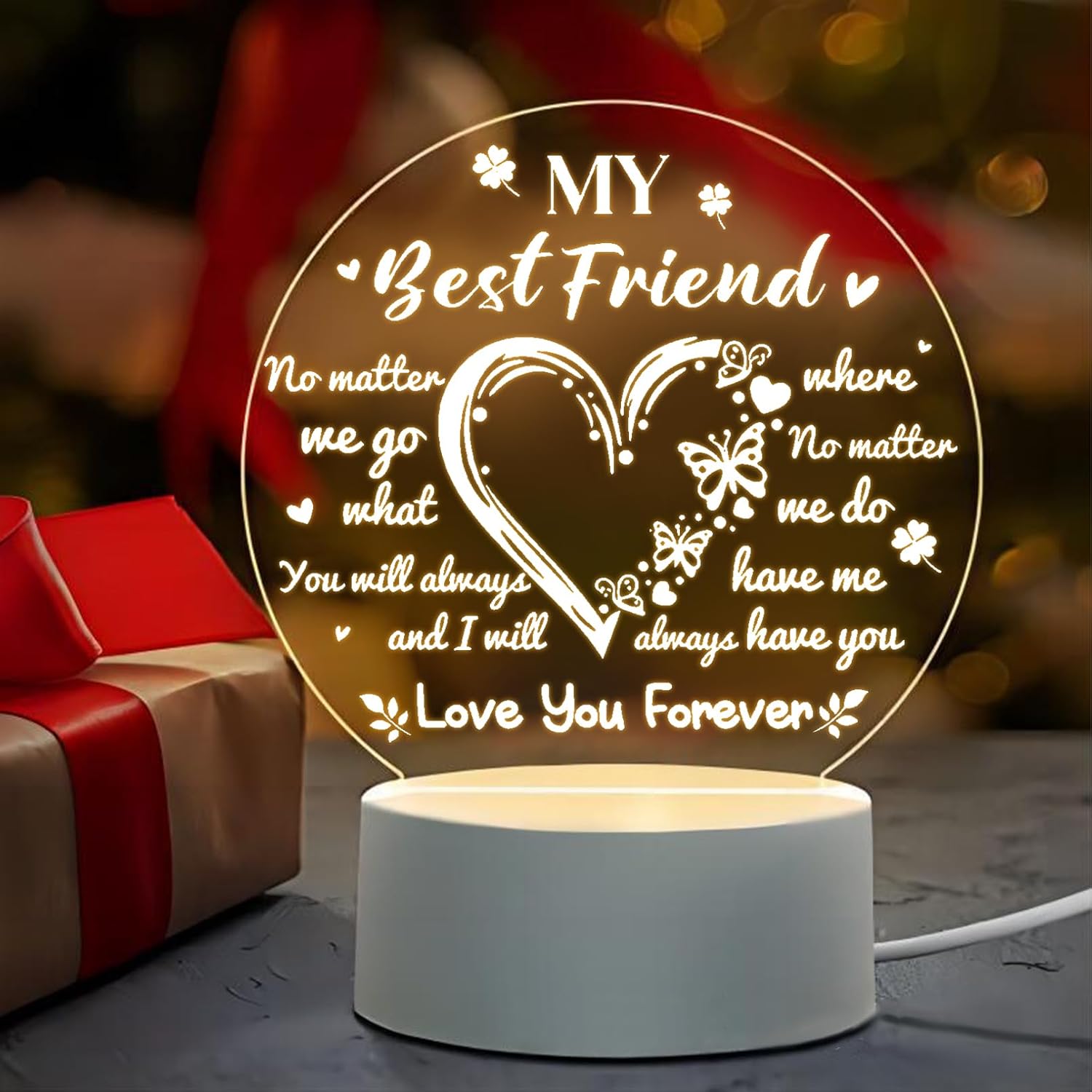Friendship Gifts for Women Friends - Engraved Night Light, Best Friend Birthday Gifts, Unique Present for BFF, Bestie, Girls, Friends Female on Wedding, Christmas - Image 8