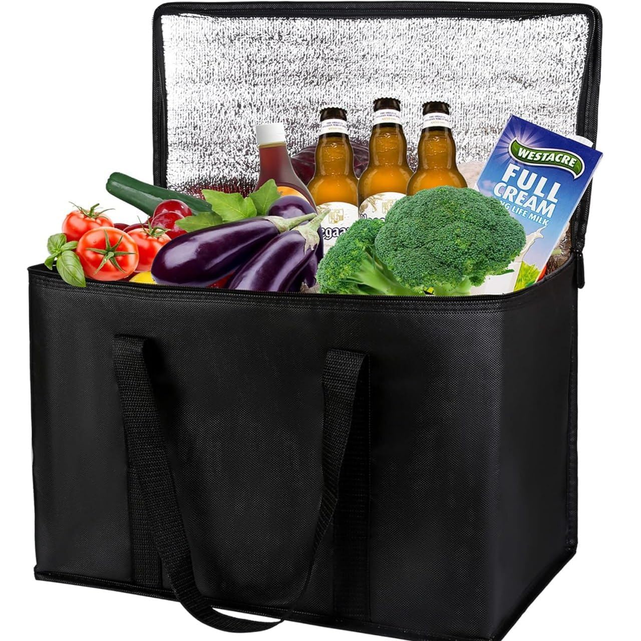 ORBITORA Insulated Thermal Bag for Hot & Cold Food Heavy Duty, Cooler Tote with Zipper Reusable Grocery Shopping, Collapsible Picnic Lunch for Travel, Delivery, Freezer Storage(50 litres)-image-27
