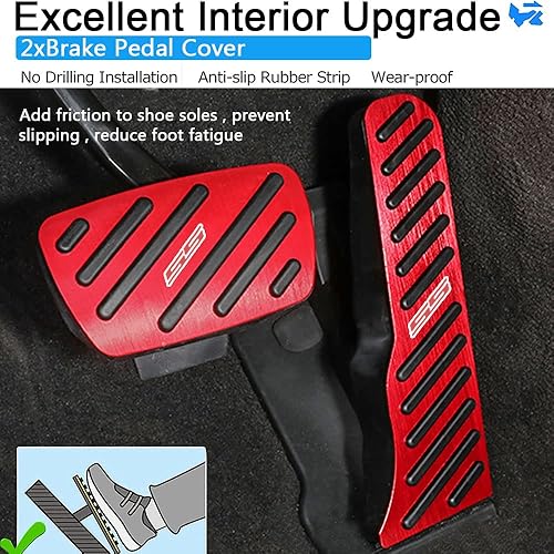 Miniatura 3 de BOYOUS Juego de 2 almohadillas antideslizantes de aleación de aluminio para pedal de freno y acelerador, accesorios de decoración interior para